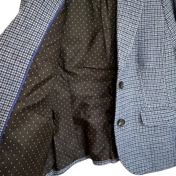 Talbots Aberdeen dark blue, light blue, gray houndstooth wool jacket lined Sz10 - Picture 5 of 9